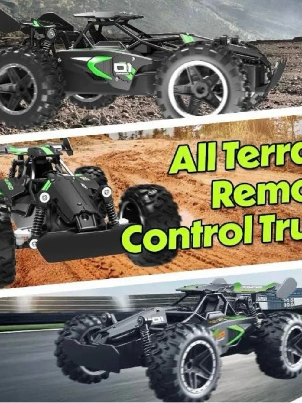 NEW - Remote Control Car, High Speed RC Cars, green/black remote car w/ lights